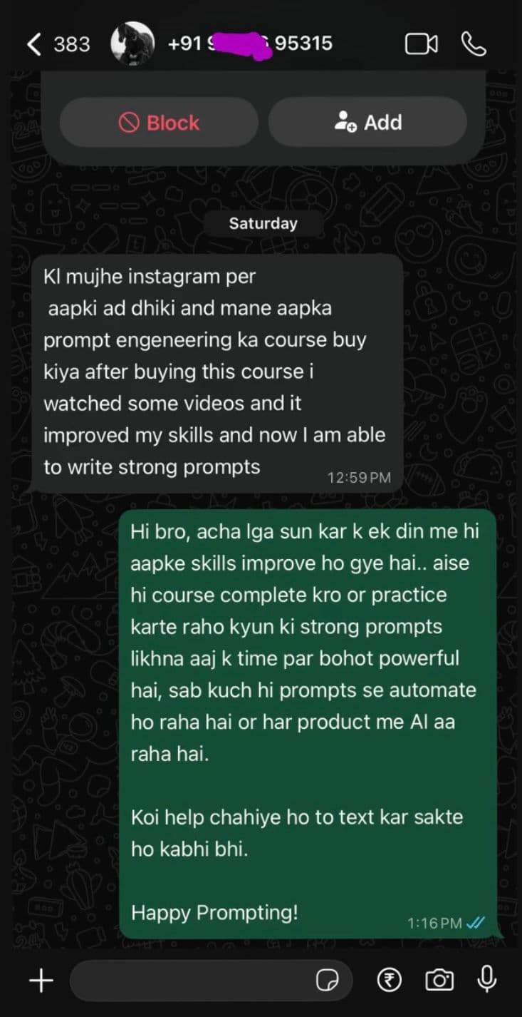 Student feedback on WhatsApp 2