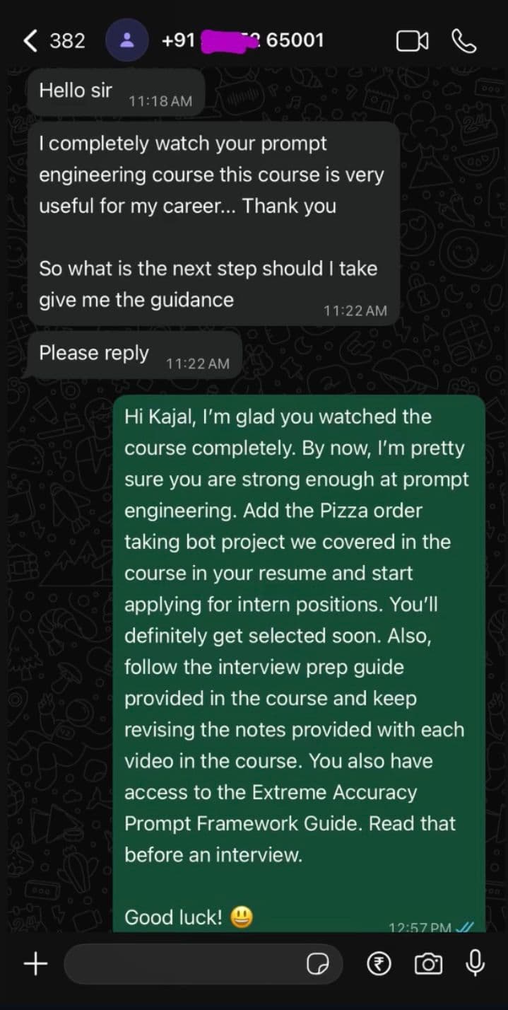 Student feedback on WhatsApp 4